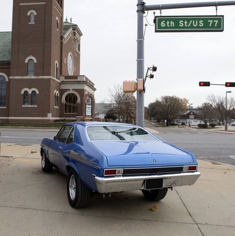 Vintage car at street of Beatrice, Nebraska, USA