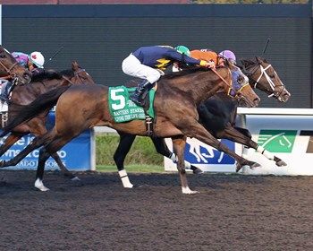 Sarah Sis, inside, goes gate to wire and holds on to win the Presque Isle Downs Masters (gr. II) from two-time defending winner Living The Life Sarah Sis, inside, goes gate to wire and holds on to win the Presque Isle Downs Masters (gr. II) from two-time defending winner Living The Life