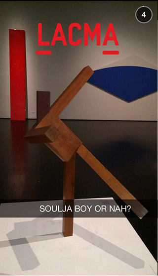 A Snapchat from LACMA. Photo via Hyperallergic.