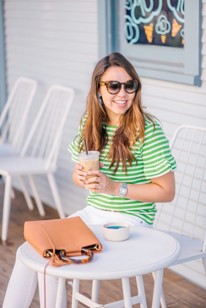 ruffle sleeve striped tee | Adored by Alex