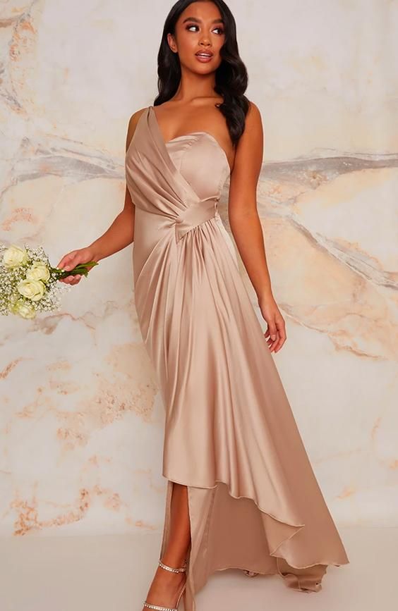 Petite One Shoulder Bridesmaid Maxi Dress