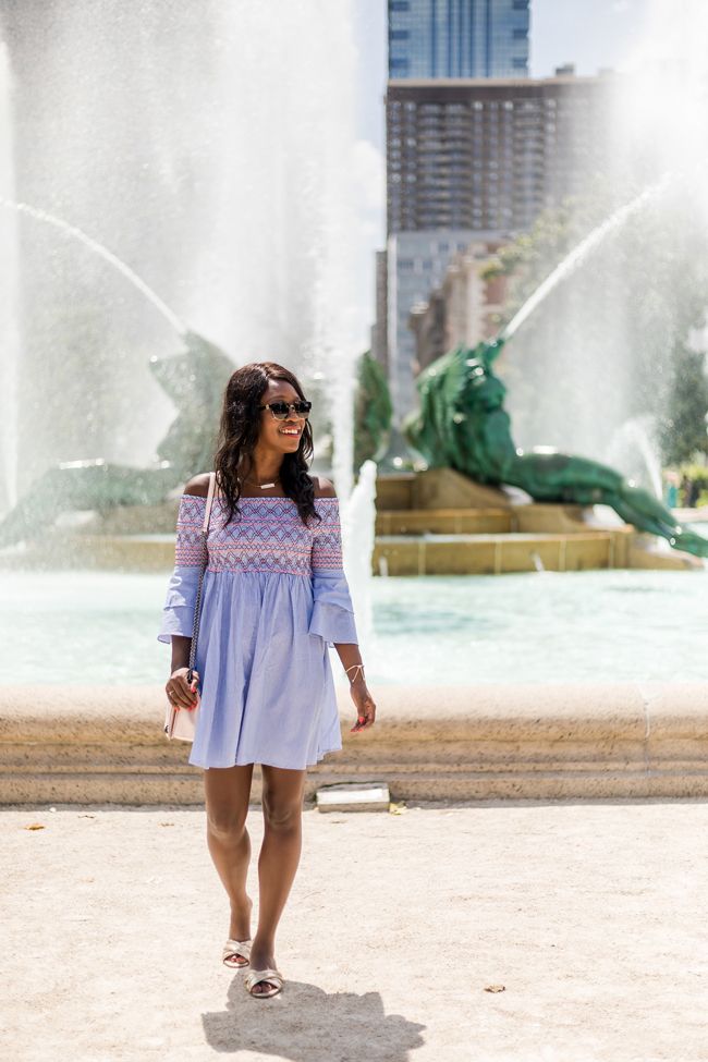 Philadelphia Fashion Blogger, Pinstripe Blue Sundress