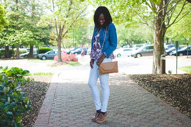 denim jacket, limited jean jacket, white jeans, dc blogger, closet barcode