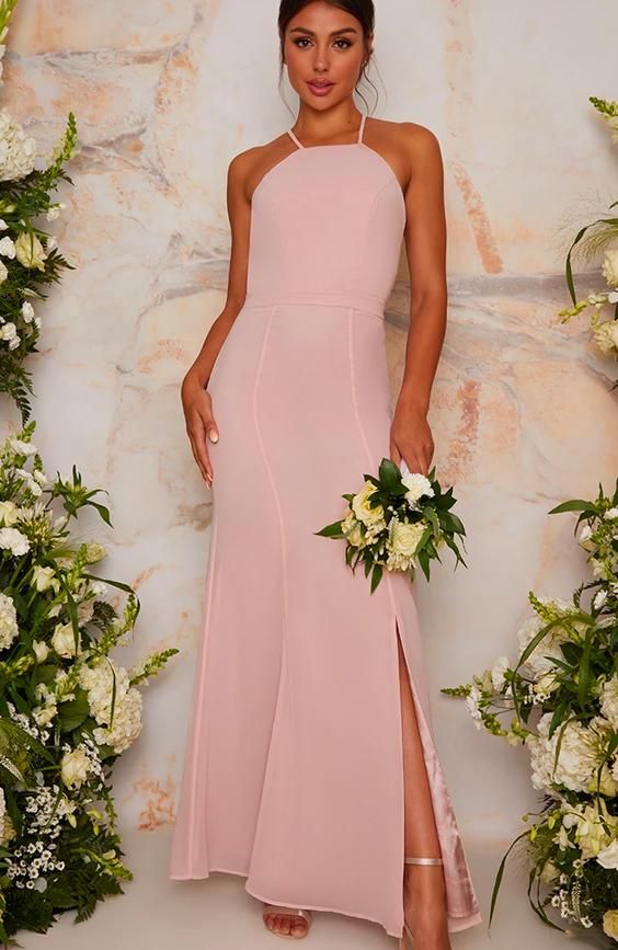 Maxi Lace Back Detail Bridesmaid Dress
