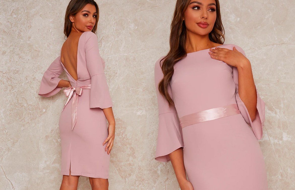 Open Bow Back Midi Dress