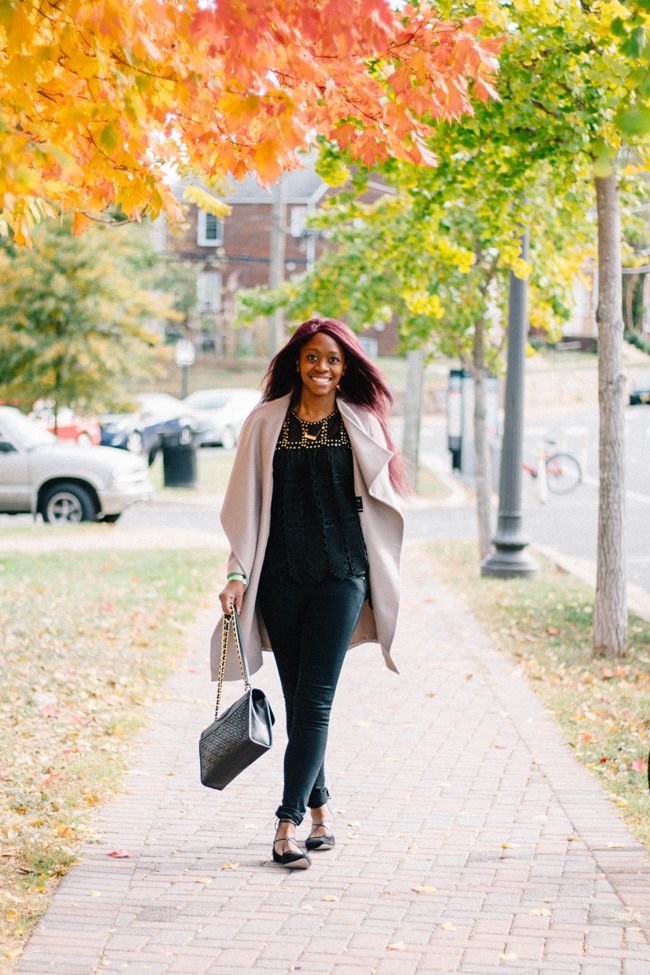 D.C. fashion blogger Alicia Tenise styles an All Saints coat from Clarksburg Premium Outlets