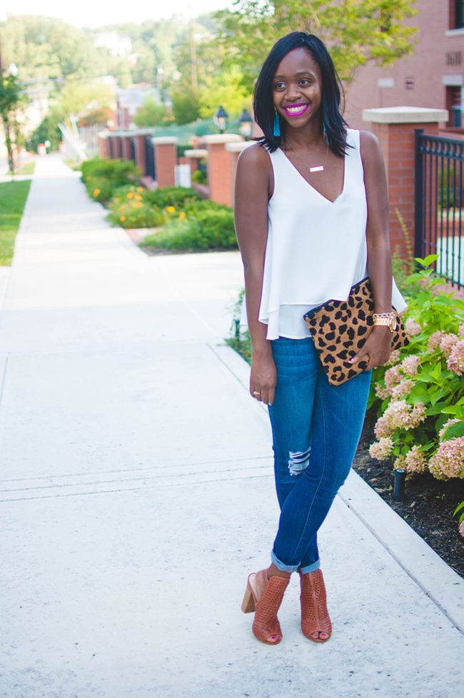 dl1961 destroyed denim, leopard clutch, baublebar acid tassel earrings, chinese laundry largo, dc blog, arlington fashion blogger