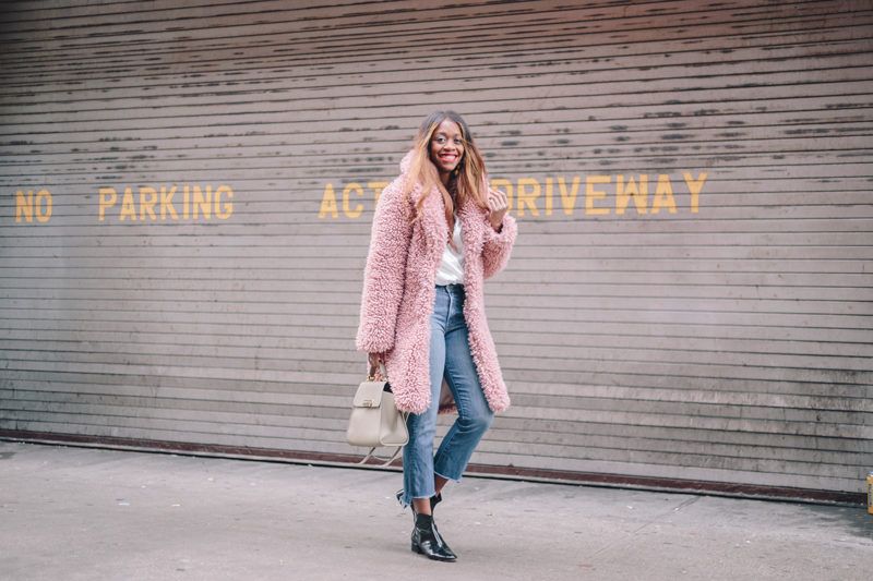 Pink Faux Fur Coat by popular Washington DC style blogger Alicia Tenise