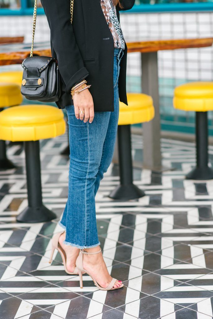 cropped fray hem denim | Adored by Alex