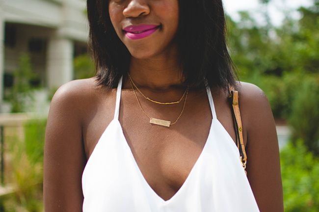 dress up, white sundress, summer date night outfit, dc blog, arlington style blogger, virginia fashion blog, mac flat out fabulous, taudrey social media plate necklace, gorjana taner bar necklace