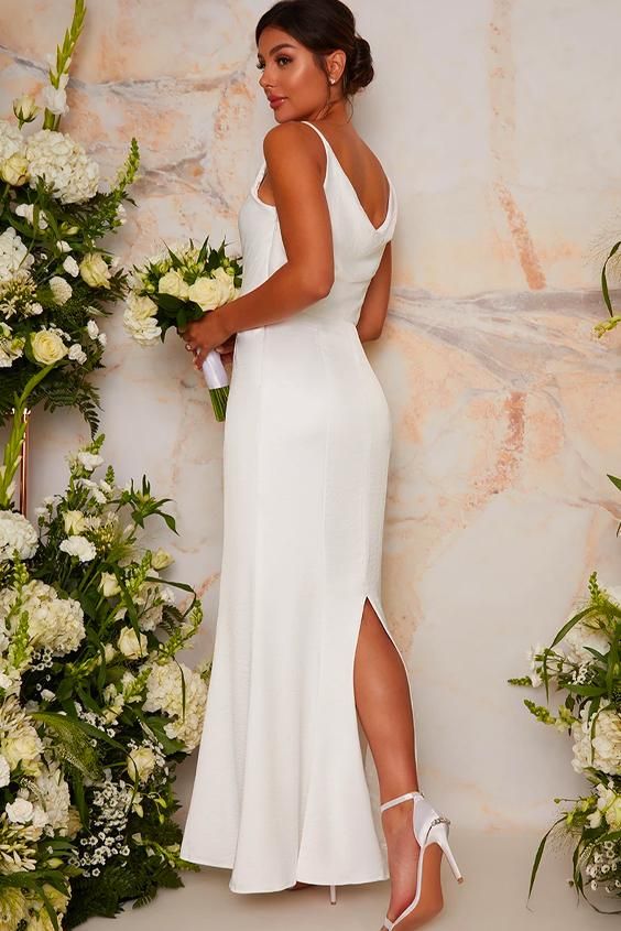 Bridal Wedding Dress with Cowl Neck Design