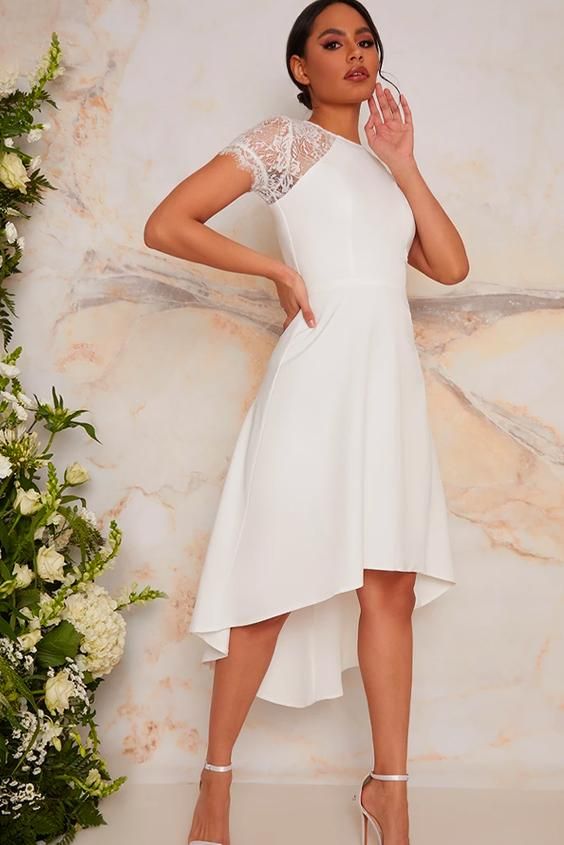 Laced Bridal Dress with Short Sleeves