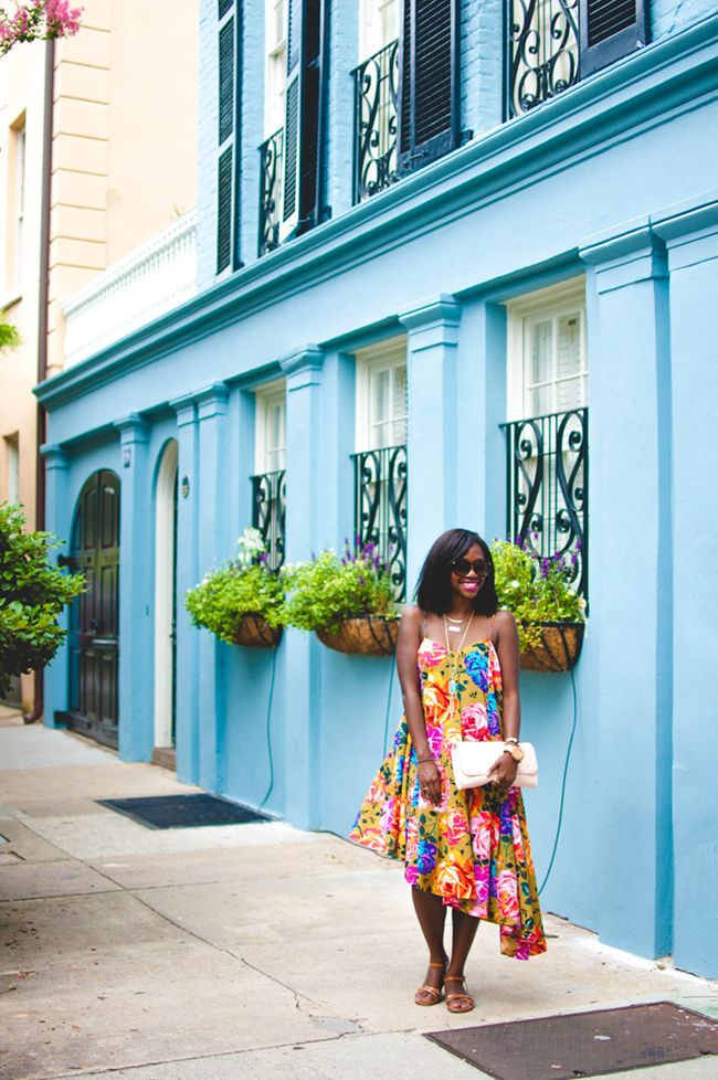 charleston, rainbow row, asos floral maxi dress, dc blogger, vera bradley leather clutch, jord wood watch, zerouv sunglasses