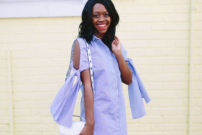 Tie Sleeve Striped Dress