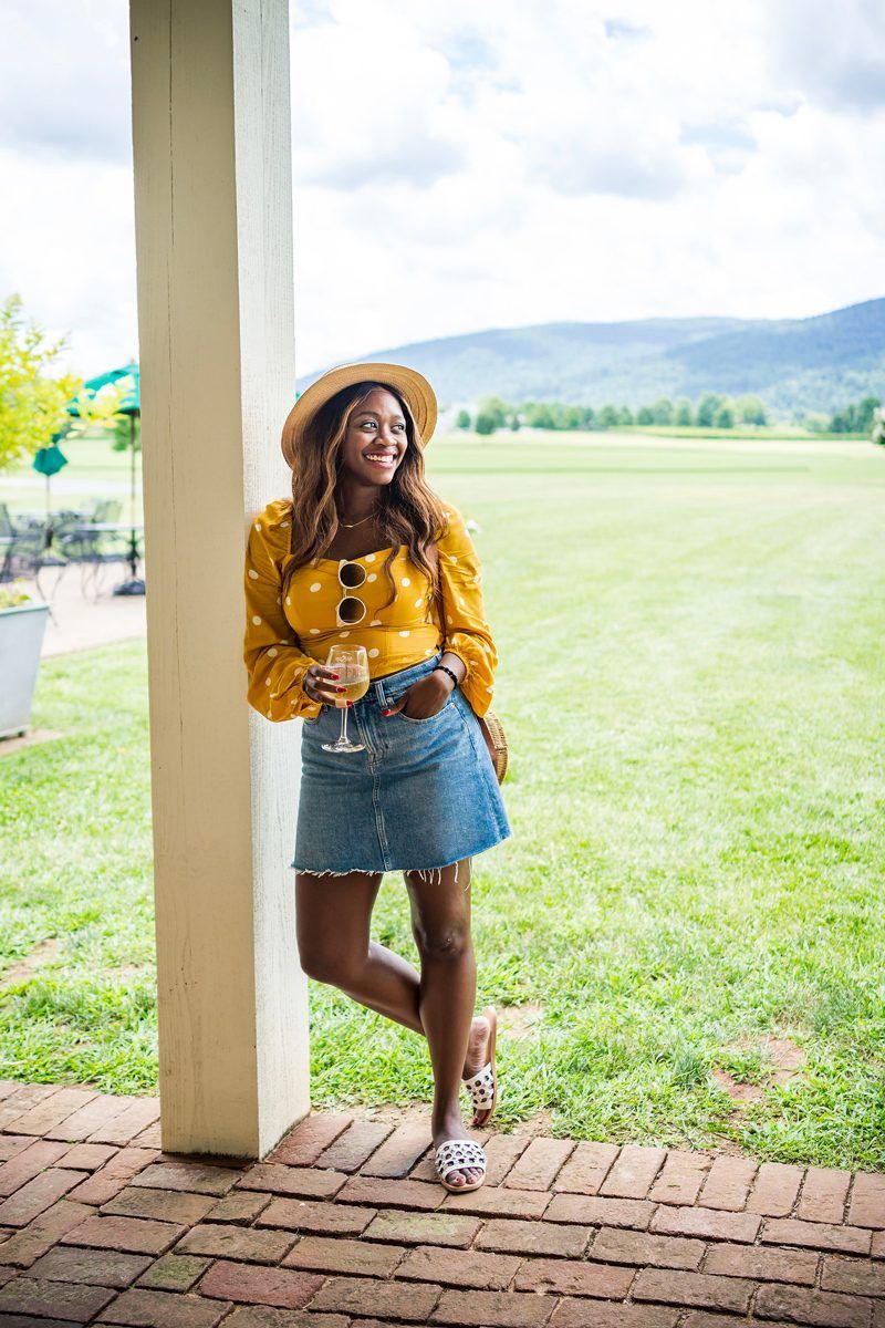 How to Style a Denim Mini Skirt for Summer - Polka Dot Fashion: Why Polka Dots are the New Stripes featured by popular DC style blogger Alicia Tenise
