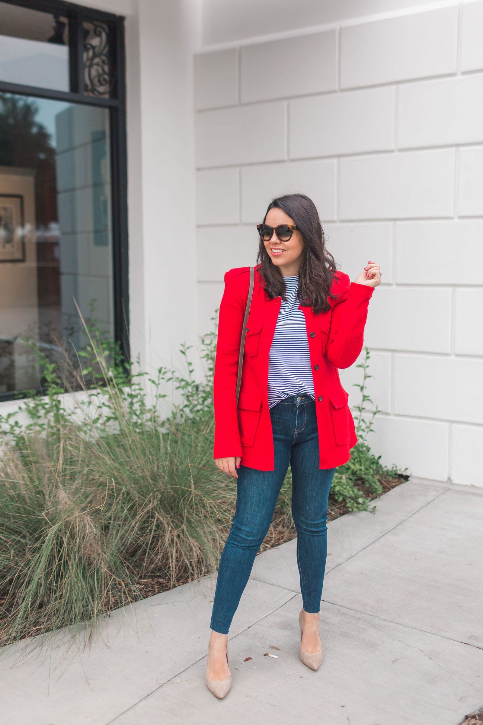 Red wool blazer for Valentine's Day