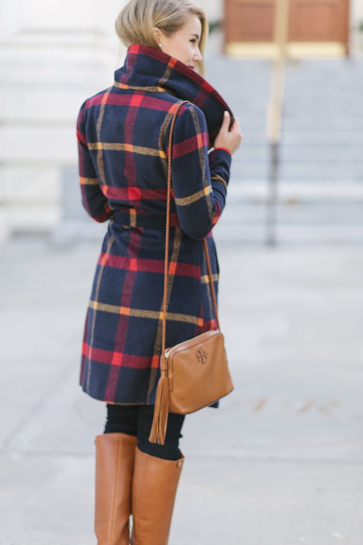 plaid wrap coat