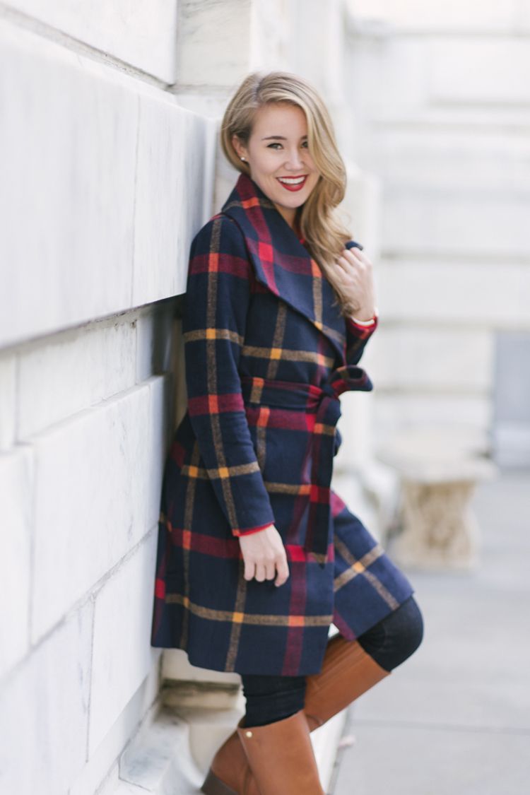 plaid wrap coat