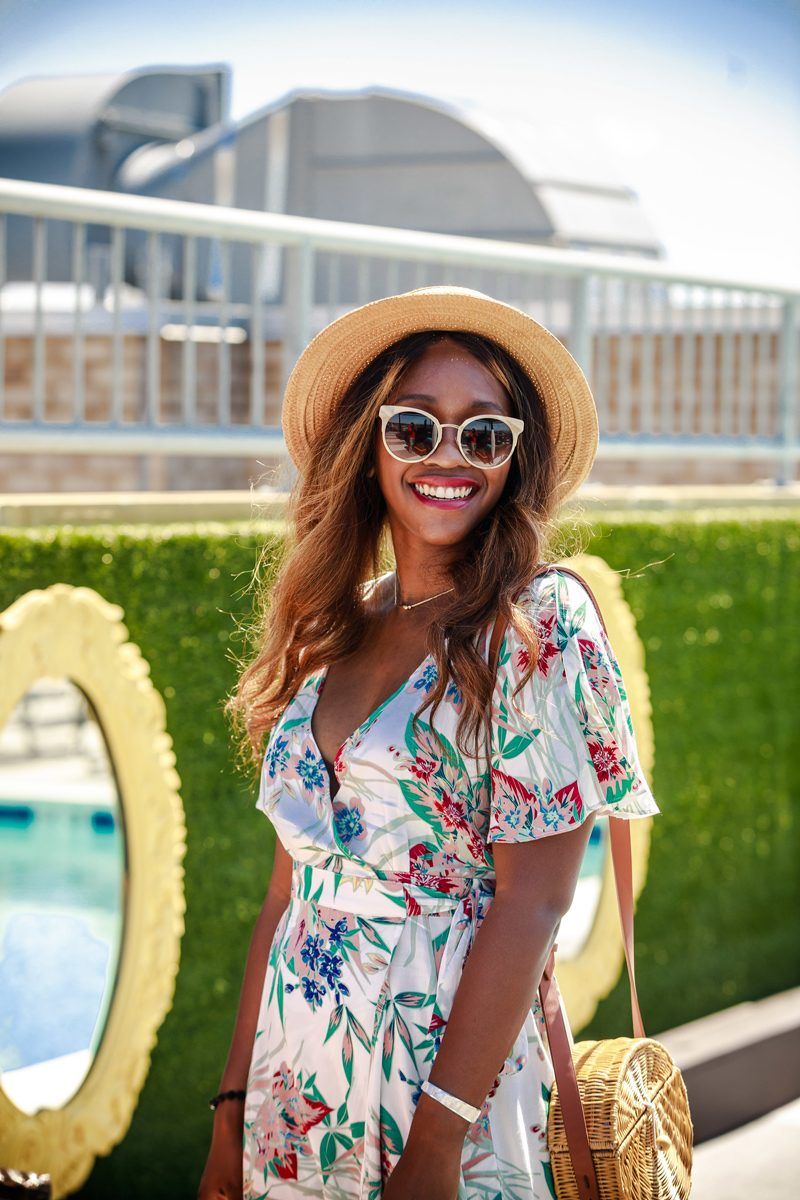 Affordable Summer Outfit Ideas - Red Dress Floral Wrap Dress for the Summer featured by popular DC style blogger, Alicia Tenise