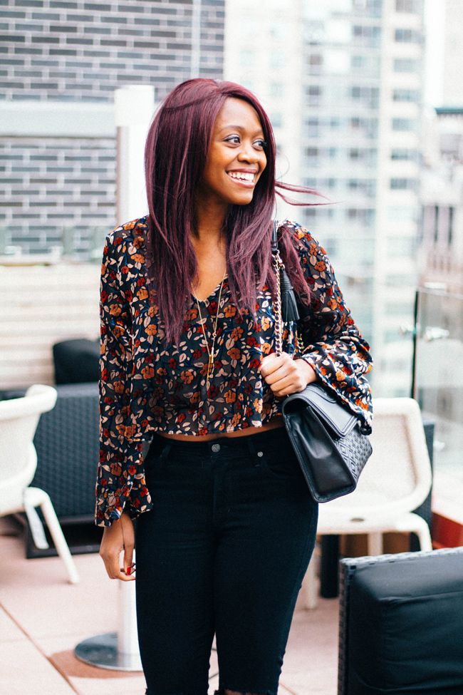 Topshop Velvet Floral Top