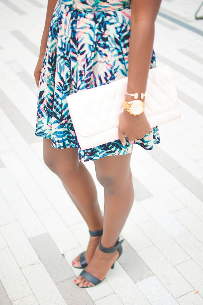 greylin fern dress, jeffrey campbell hough, vera bradley quilted harper clutch, michael kors slim runway watch, girls night out outfit ideas