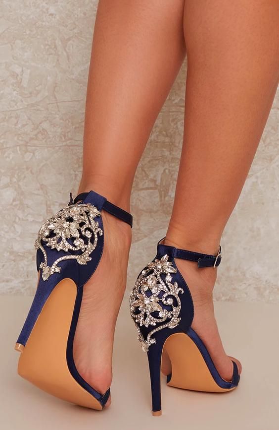 Strappy Heels with Sequin Design