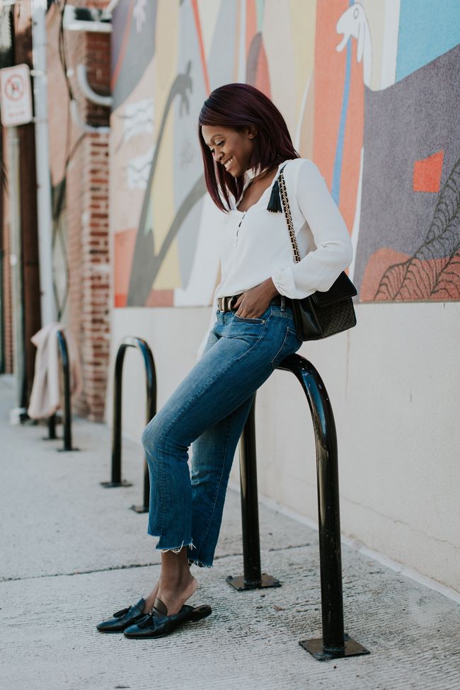 How to Wear Cropped Denim Flare Jeans