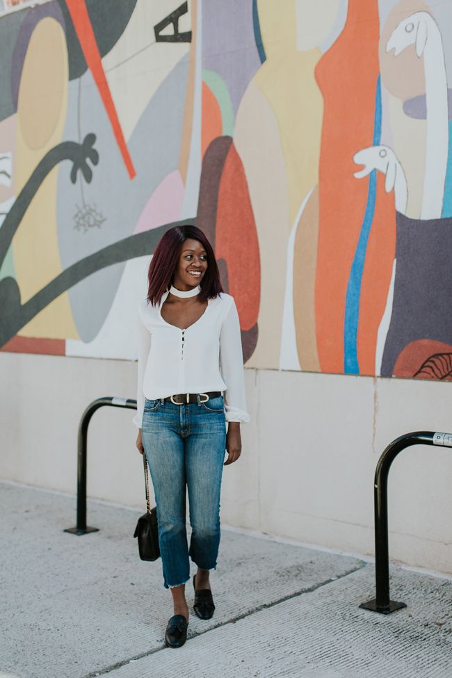 Cropped Flare Denim with Frayed Hem, Top D.C. Fashion Blog