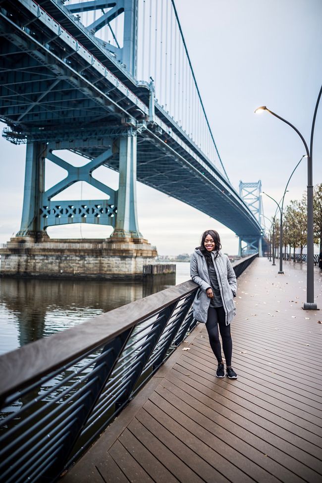 Race Street Pier Philadelphia - Winter Gym Clothes Ideas with Athleta Activewear by Washington DC fashion blogger Alicia Tenise