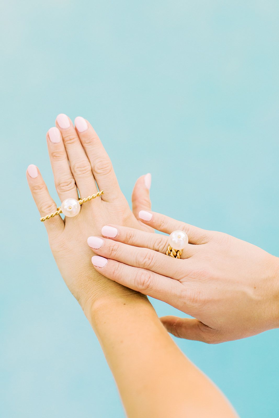 pearl hoop earrings, dainty pearl necklace, pearl cocktail ring, kate bowman accessory junkie collection, mi golondrina dress