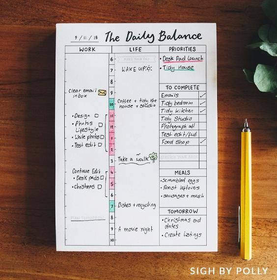 daily balance checklist - Sigh by Polly