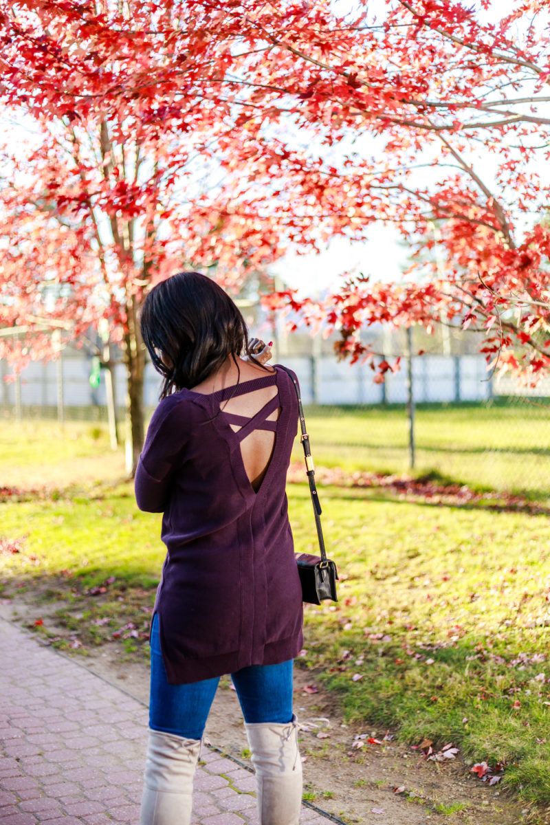 Fall Styles with Grey Over the Knee Boots by Washington DC fashion blogger Alicia Tenise