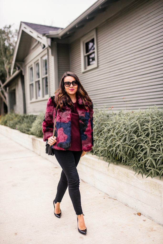 Faux fur jacket for winter outfits