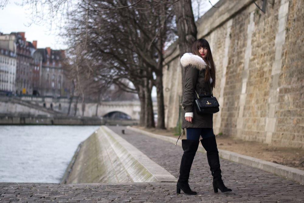 Streetstyle, Look, Lookbook, chic parisian style, how to wear a parka, fur, meet me in paree
