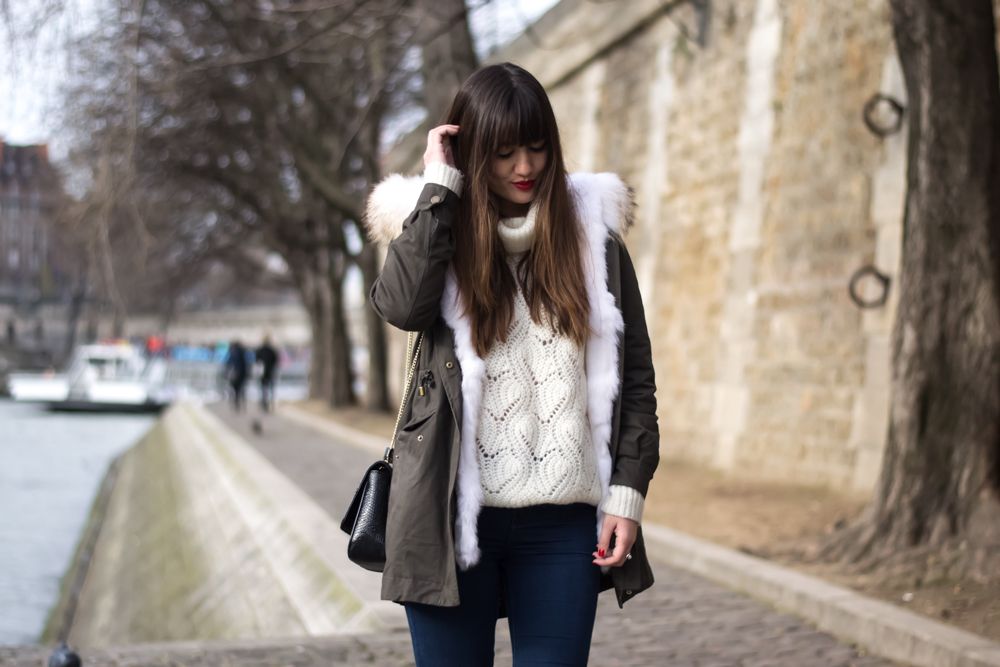 Streetstyle, Look, Lookbook, chic parisian style, how to wear a parka, fur, meet me in paree
