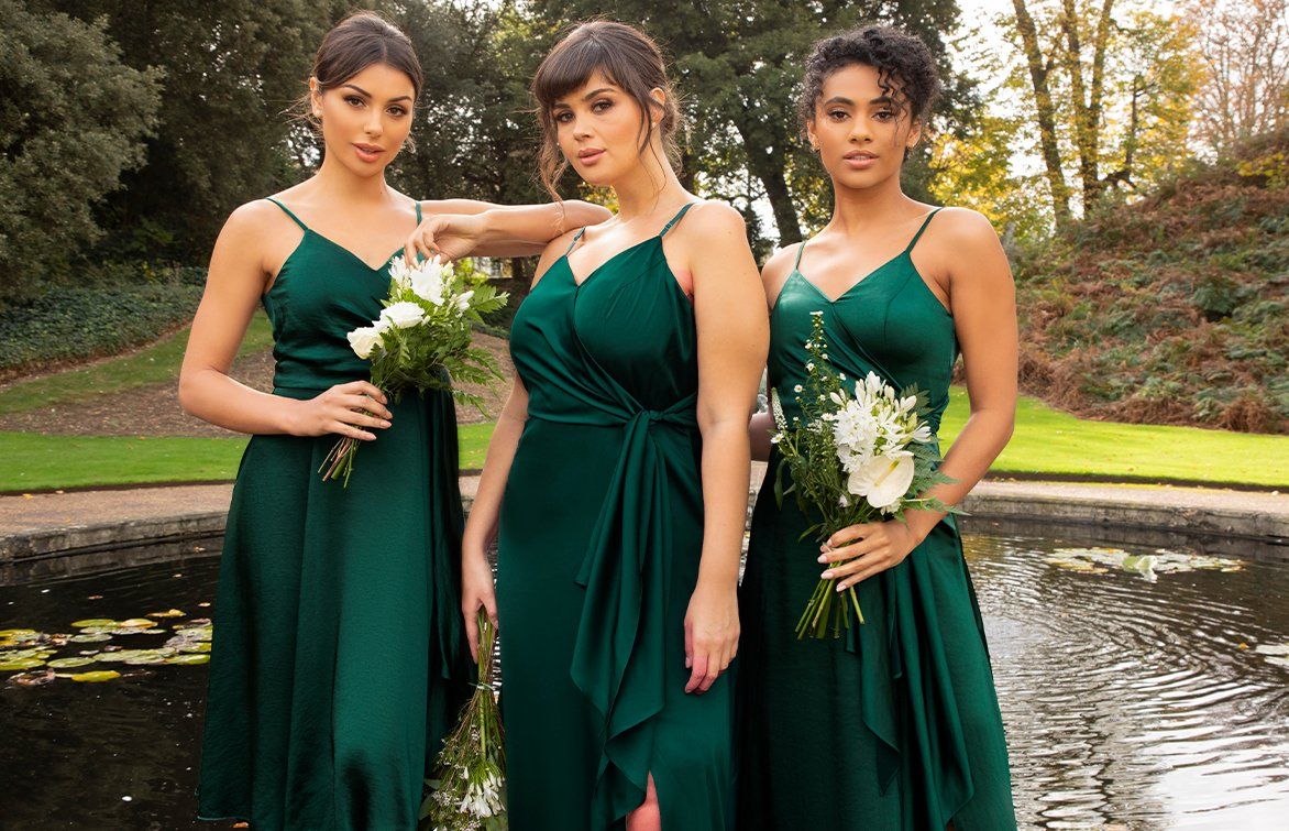 Green Satin Bridesmaids Dresses
