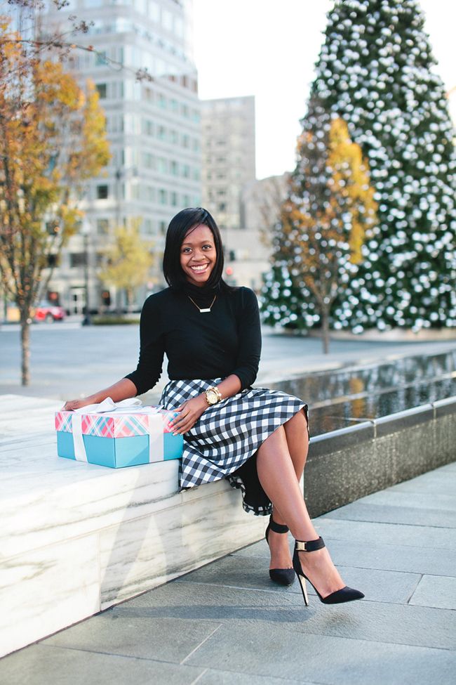 christmas outfit ideas, buffalo plaid check skirt, talbots plaid skirt, dc blogger, arlington fashion blog