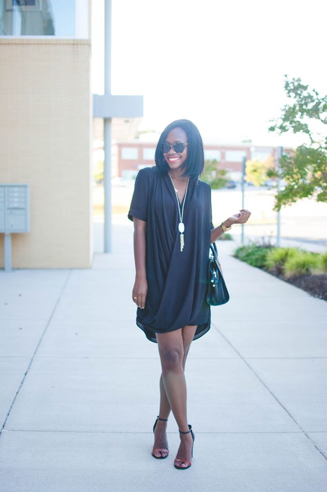 topshop drape front tunic dress, lbd, dc blogger, kendra scott rayne necklace