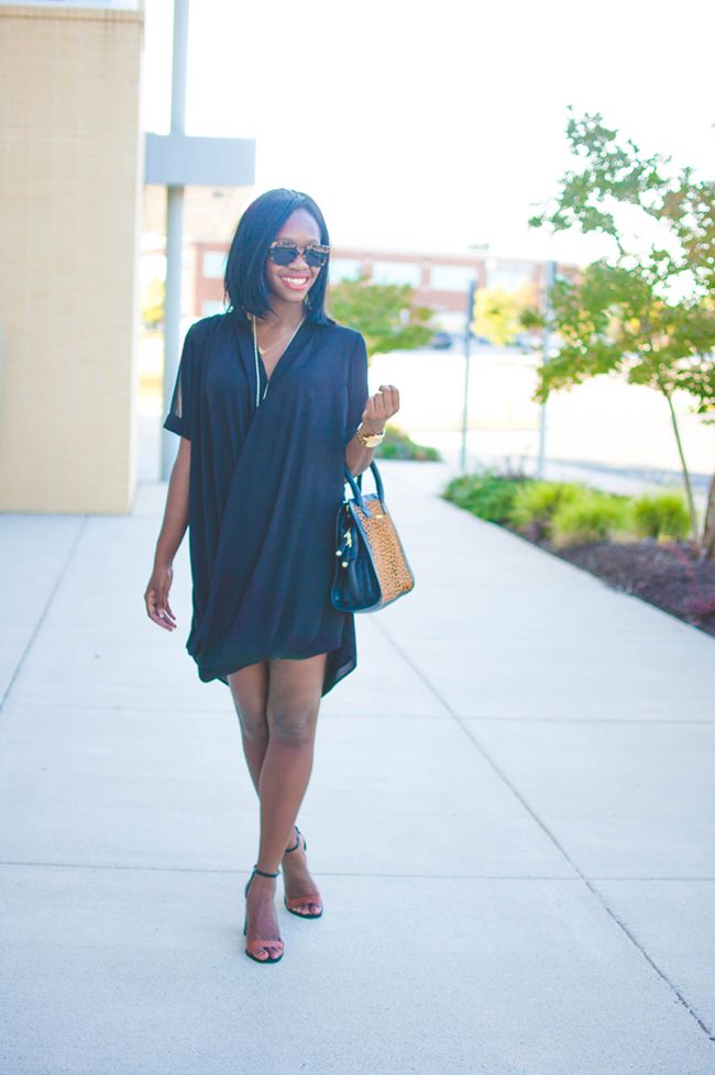 topshop drape front tunic dress, lbd, dc blogger