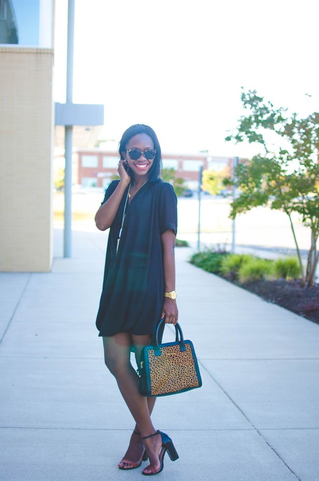 topshop drape front tunic dress, lbd, dc blogger, vera bradley natalie satchel