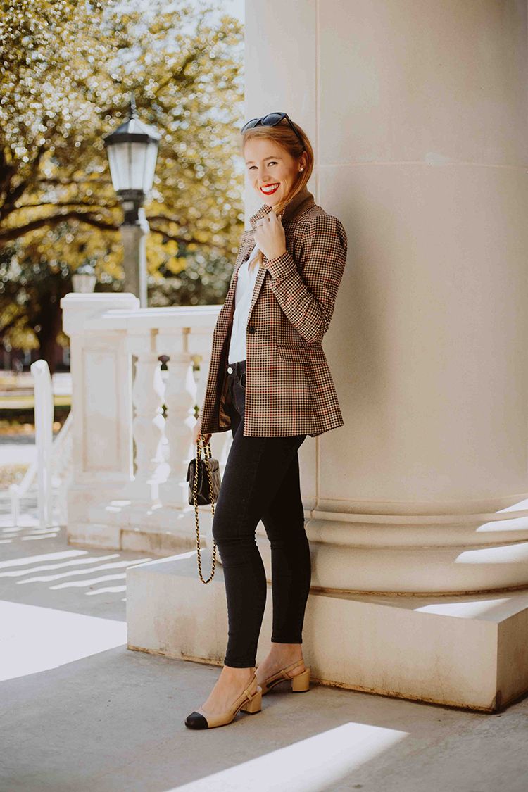 women plaid blazer