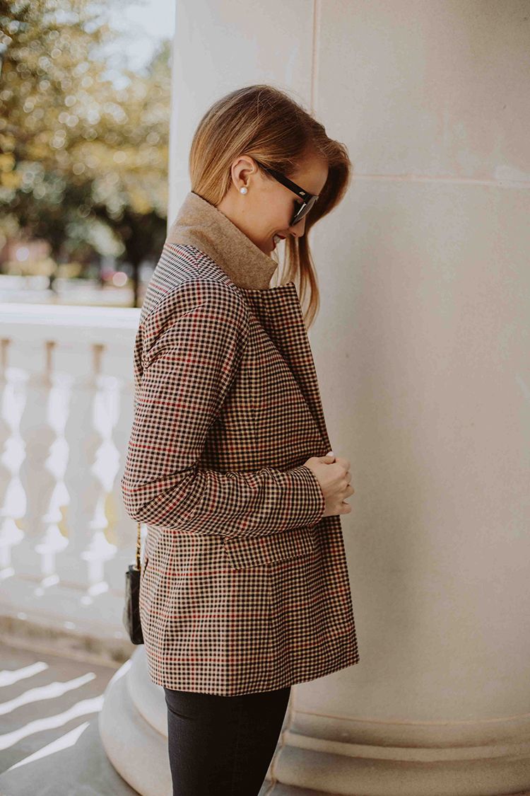 women plaid blazer