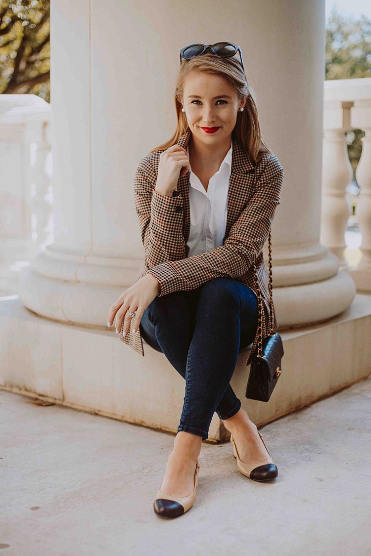 women plaid blazer