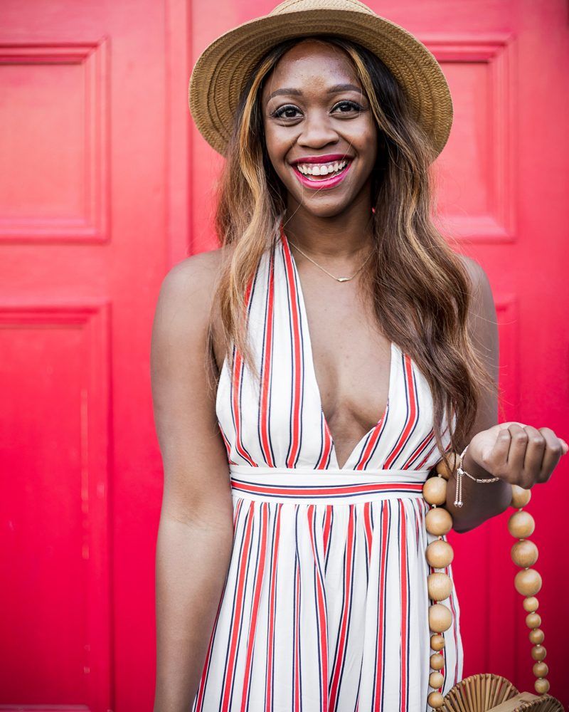 How to Wear a Straw Hat - The Striped Jumpsuit featured by popular DC Fashion blogger, Alicia Tenise