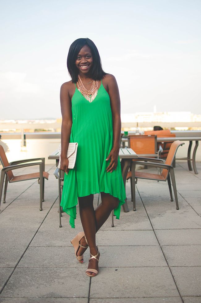 pleated dress, green sundress, dc blogger, arlington blogger, fashion blog