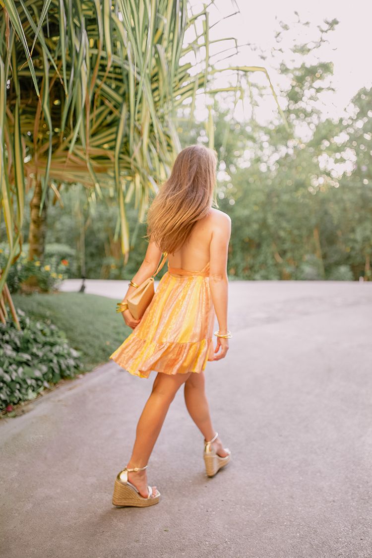 sundress alice halter dress, stuart weitzman nudist espadrille wedge, buddha girl bracelets