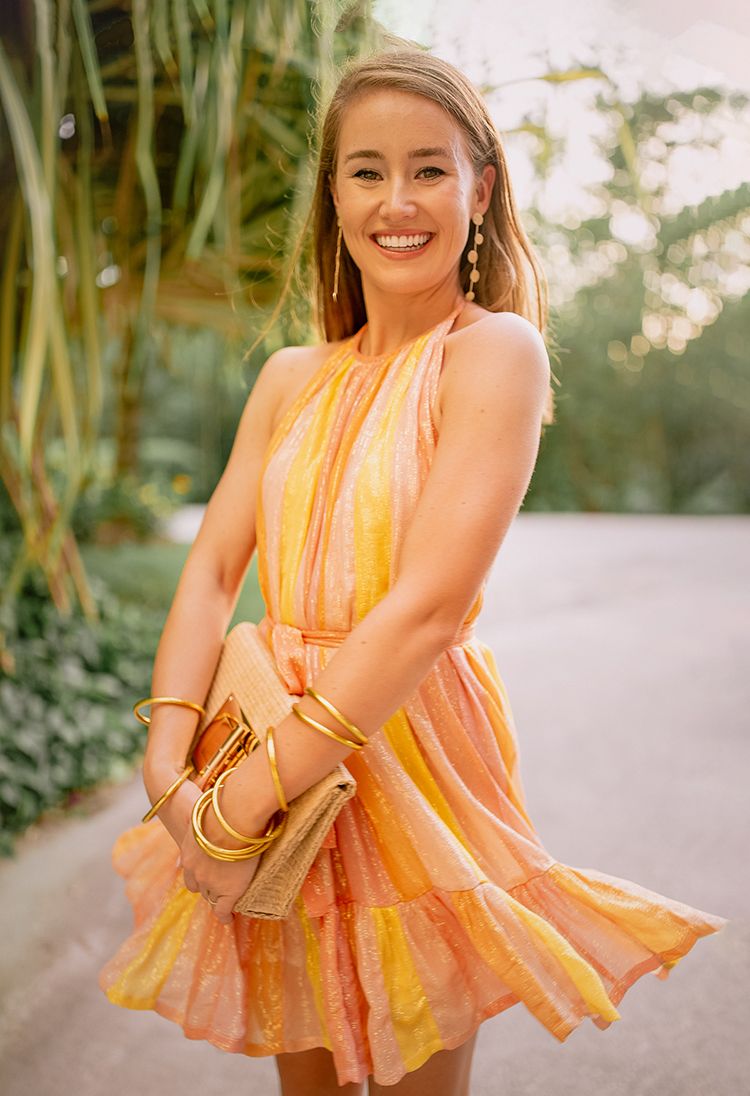 sundress alice halter dress, stuart weitzman nudist espadrille wedge, buddha girl bracelets