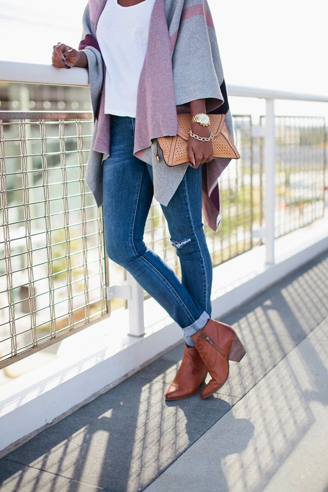 talbots poncho, breast cancer awareness month, frye reina bootie, dc blogger, how to wear a poncho, casual fall date outfit,