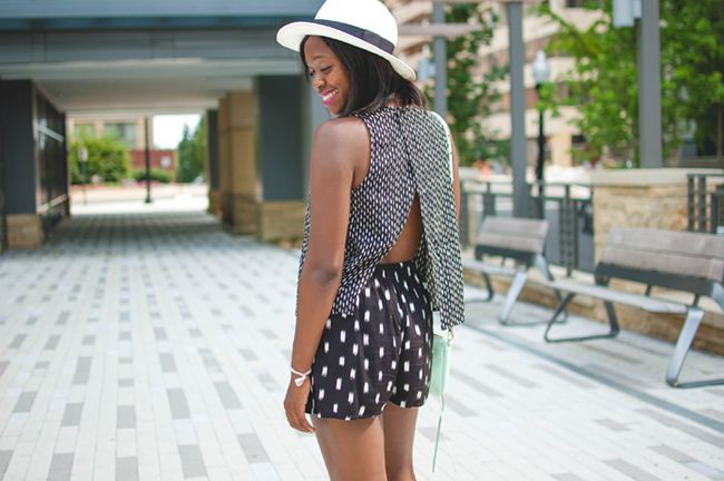 madewell overlay romper, how to mix prints, dc blogger, woc blog, panama hat, mac flat out fabulous
