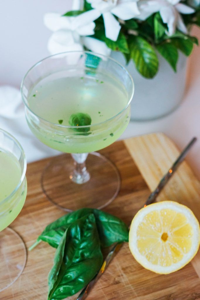 Fresh basil and lemon cocktail